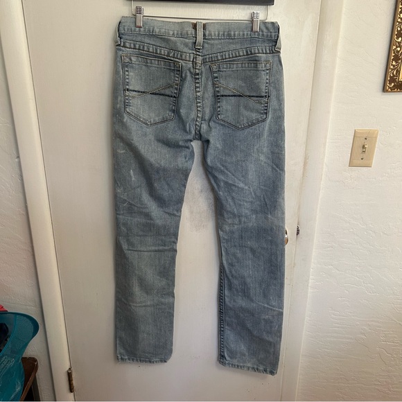 Ariat M7 Rocker Straight Leg Jeans Mens 32X34 Blue Faded Western Slim Fit Grunge - Picture 3 of 16